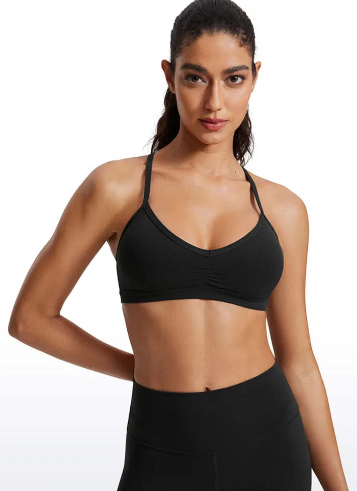 Hot CRZ YOGA Butterluxe Ruched V Neck Sports Bra
