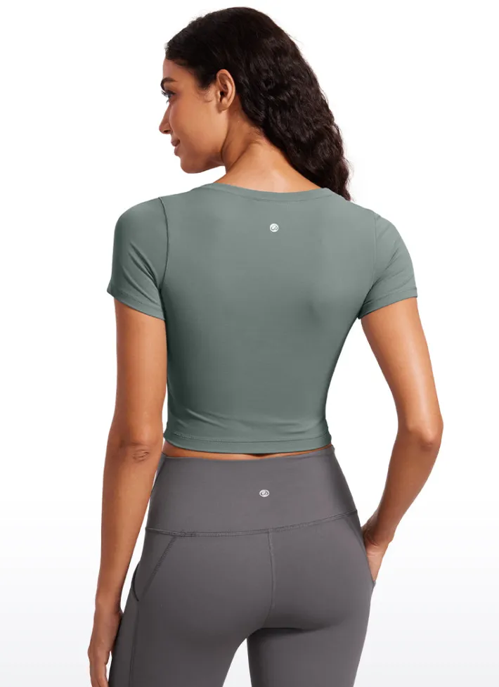 Cheap CRZ YOGA Butterluxe Scoop Neck Cropped Short Sleeves