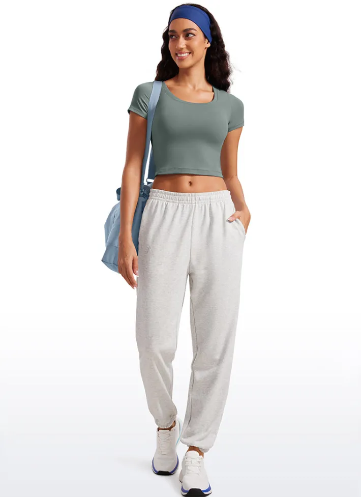 Cheap CRZ YOGA Butterluxe Scoop Neck Cropped Short Sleeves