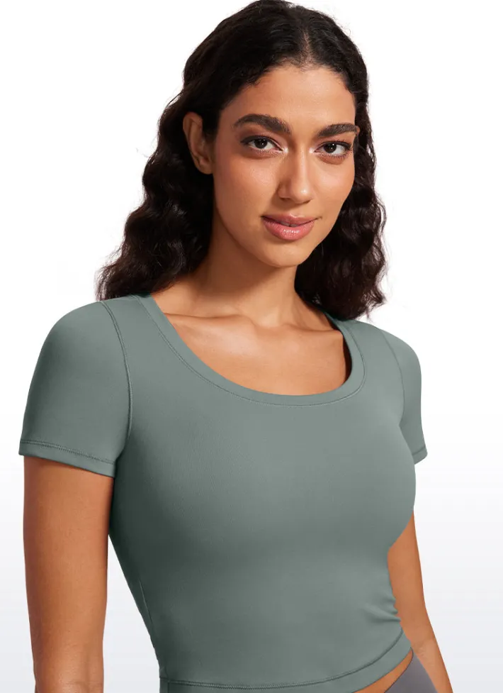 Cheap CRZ YOGA Butterluxe Scoop Neck Cropped Short Sleeves