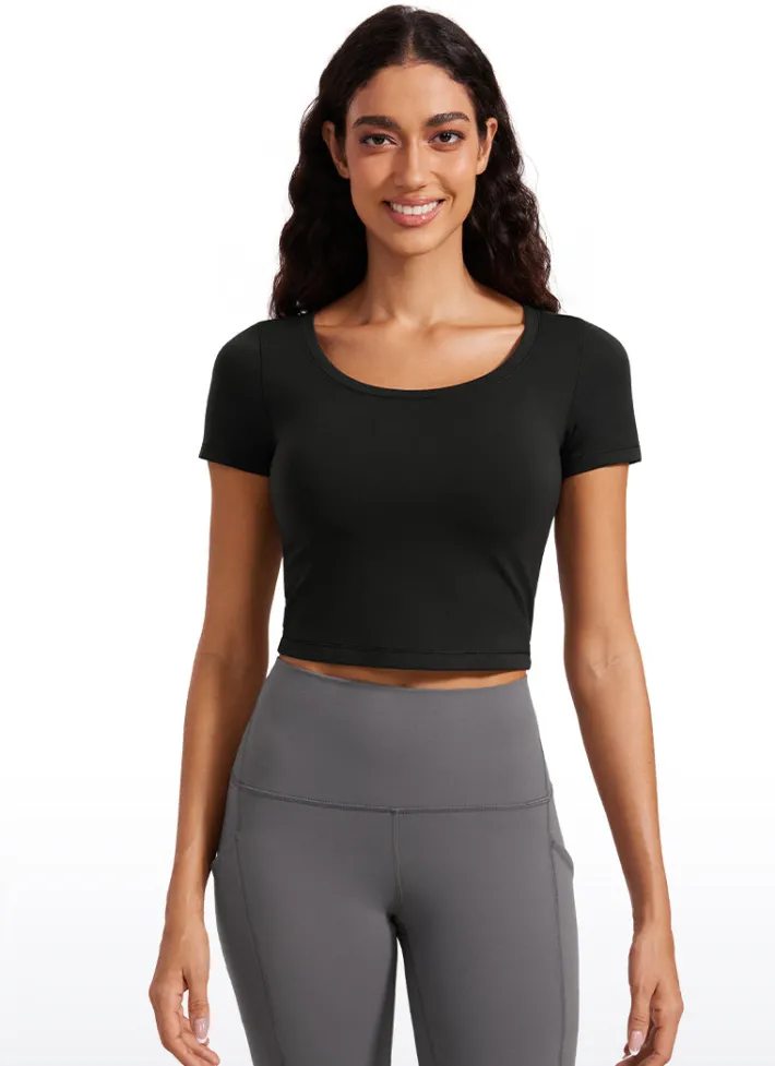 Cheap CRZ YOGA Butterluxe Scoop Neck Cropped Short Sleeves