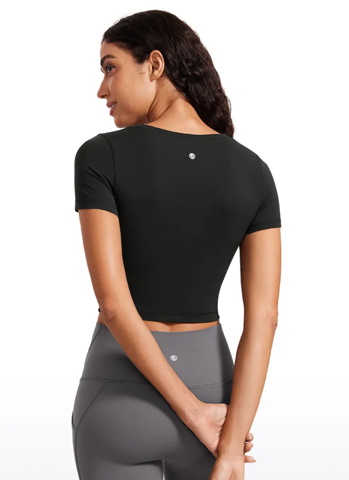 Cheap CRZ YOGA Butterluxe Scoop Neck Cropped Short Sleeves
