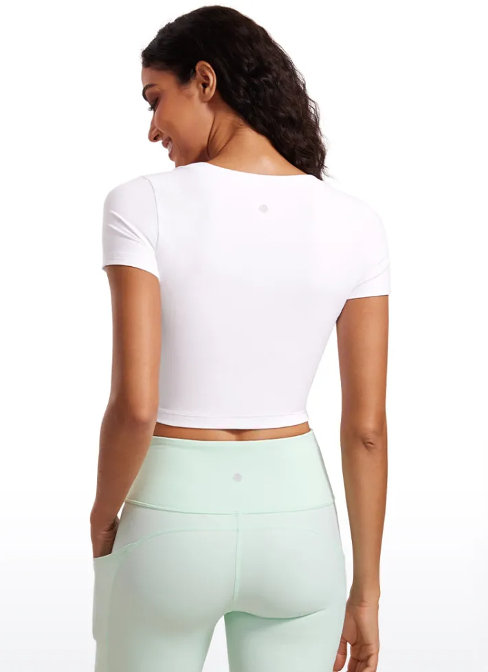 Cheap CRZ YOGA Butterluxe Scoop Neck Cropped Short Sleeves