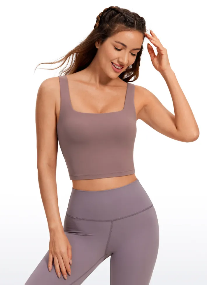 Flash Sale CRZ YOGA Butterluxe Square Neck Build-in Bra Tanks