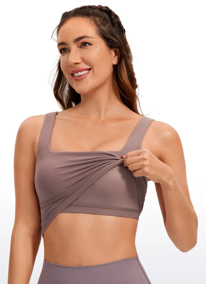 Flash Sale CRZ YOGA Butterluxe Square Neck Build-in Bra Tanks