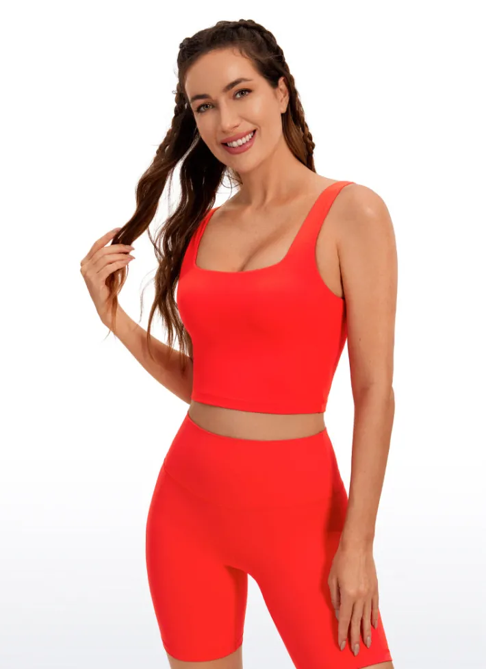 Flash Sale CRZ YOGA Butterluxe Square Neck Build-in Bra Tanks
