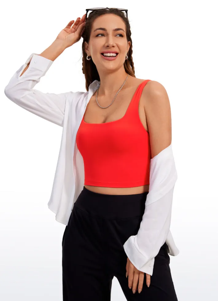 Flash Sale CRZ YOGA Butterluxe Square Neck Build-in Bra Tanks