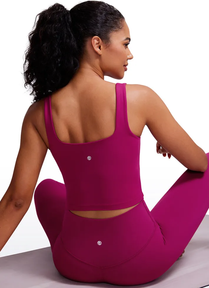 Best CRZ YOGA Butterluxe Square Neck Build-in Bra Tanks