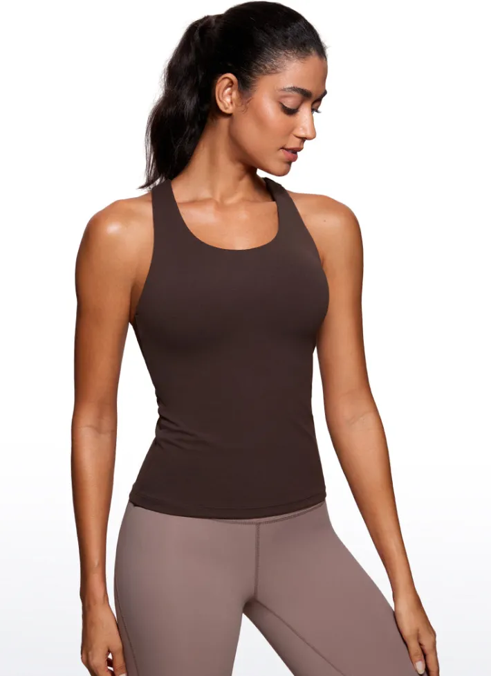 Sale CRZ YOGA Butterluxe Waist Length Built-in Bra Tank Racerback