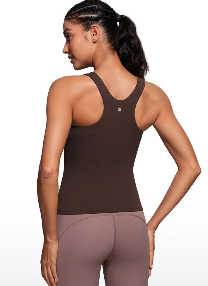 Cheap CRZ YOGA Butterluxe Waist Length Built-in Bra Tanks High Neck