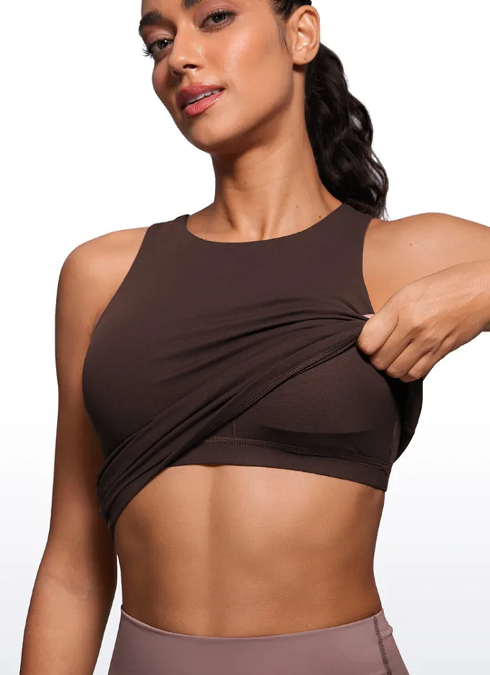 Cheap CRZ YOGA Butterluxe Waist Length Built-in Bra Tanks High Neck