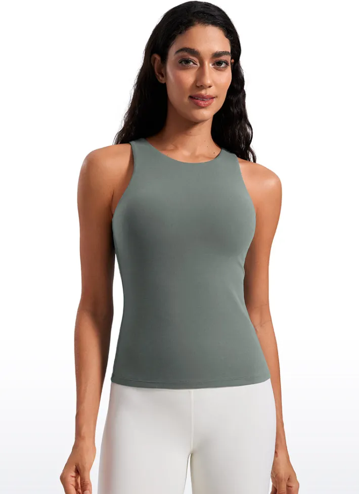 Cheap CRZ YOGA Butterluxe Waist Length Built-in Bra Tanks High Neck