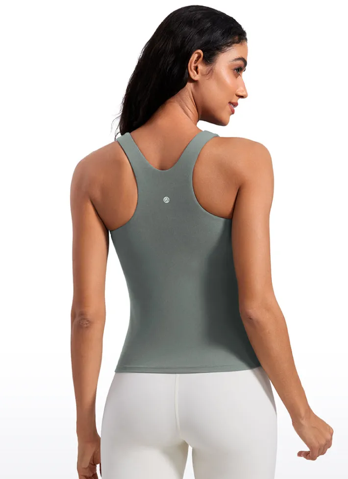 Cheap CRZ YOGA Butterluxe Waist Length Built-in Bra Tanks High Neck