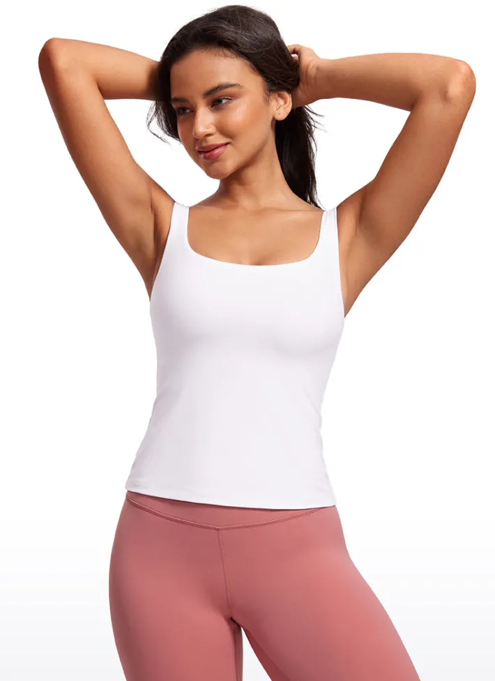 Best CRZ YOGA Butterluxe Waist Length Built-in Bra Tanks U Neck