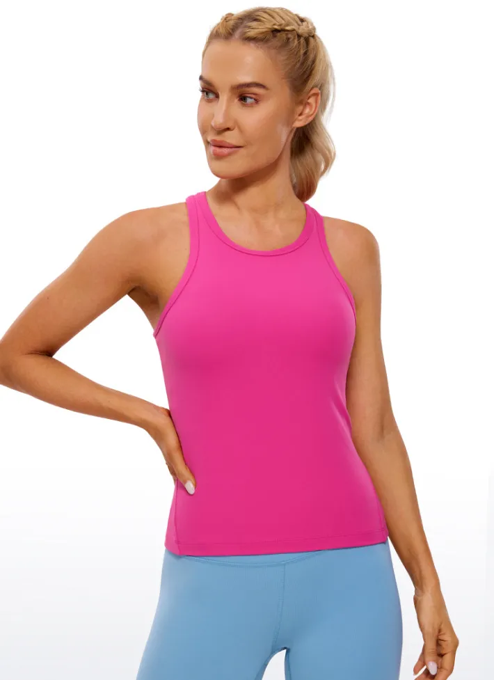 Cheap CRZ YOGA Butterluxe Waist Length Racerback Tank Top High Neck
