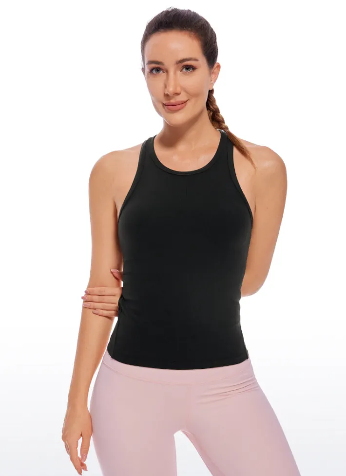 Cheap CRZ YOGA Butterluxe Waist Length Racerback Tank Top High Neck