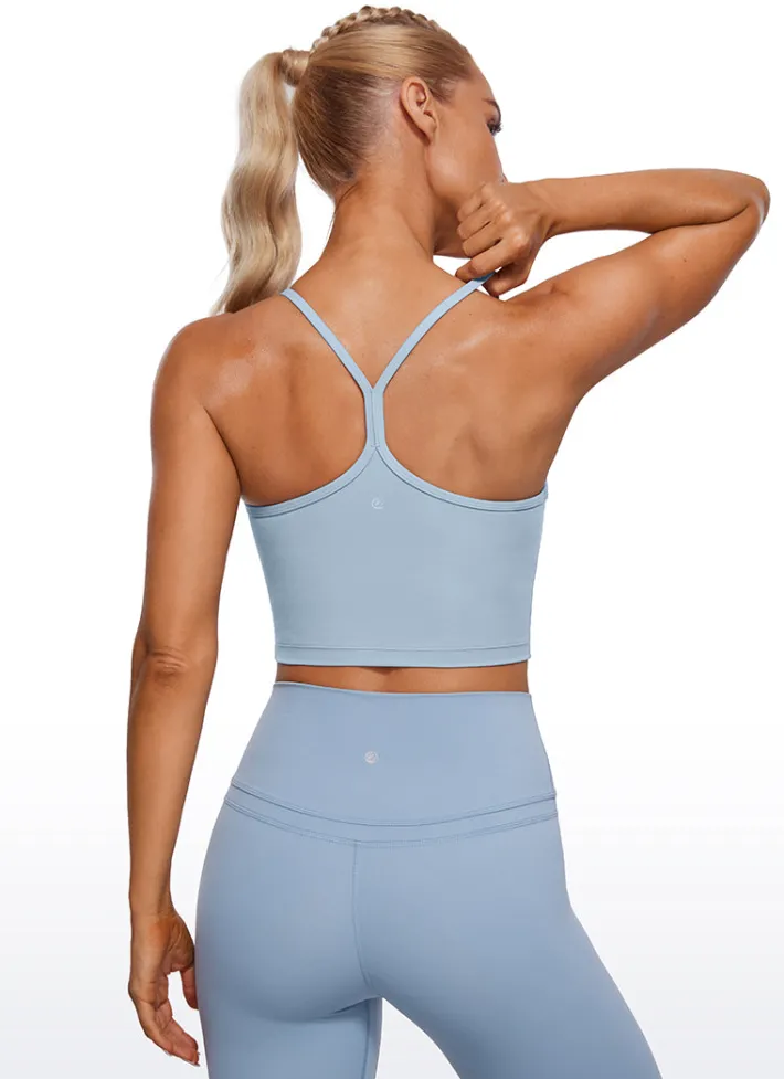 New CRZ YOGA Butterluxe Y Back Built-in Bra Tanks Cambric Blue