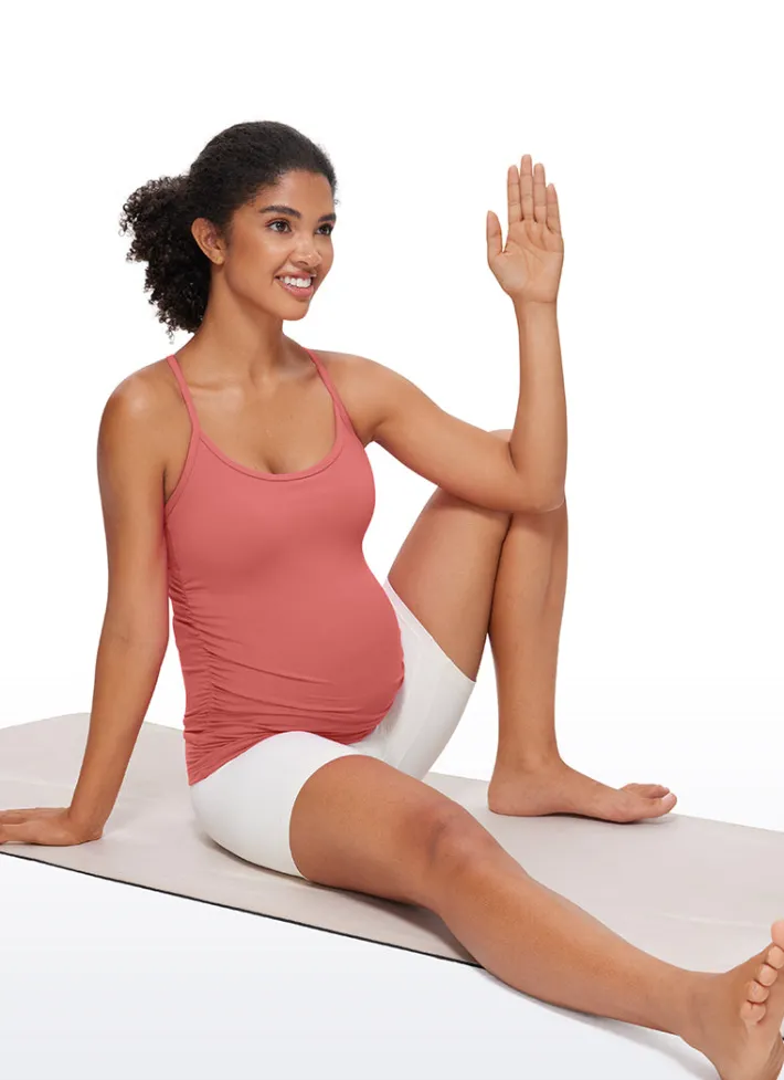 Clearance CRZ YOGA Butterluxe Y Back Maternity Tank Ruched Sides