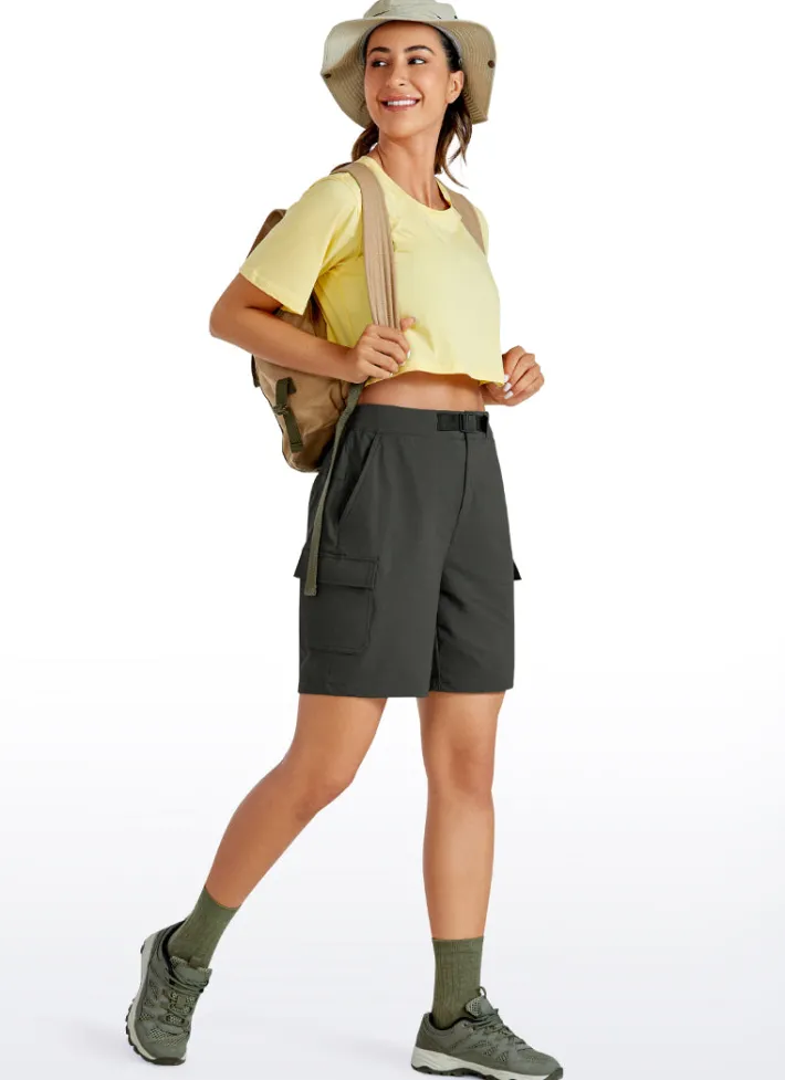 Store CRZ YOGA Cargo Mid-Rise Hiking Shorts with Belt Loops 7"