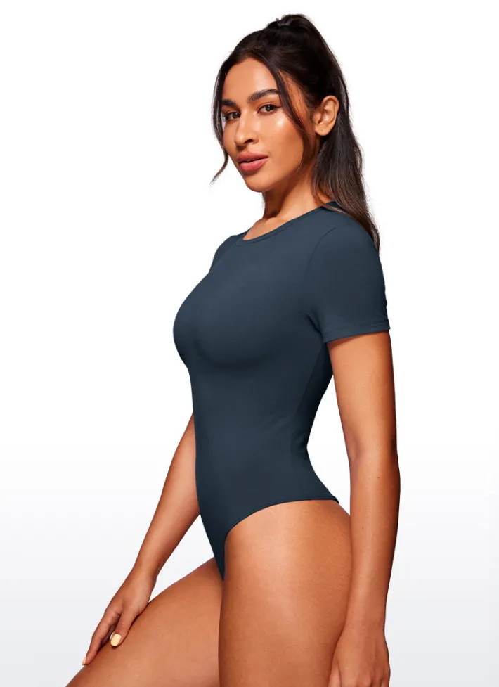 Hot CRZ YOGA Cotton Crew Neck Short Sleeves Bodysuits