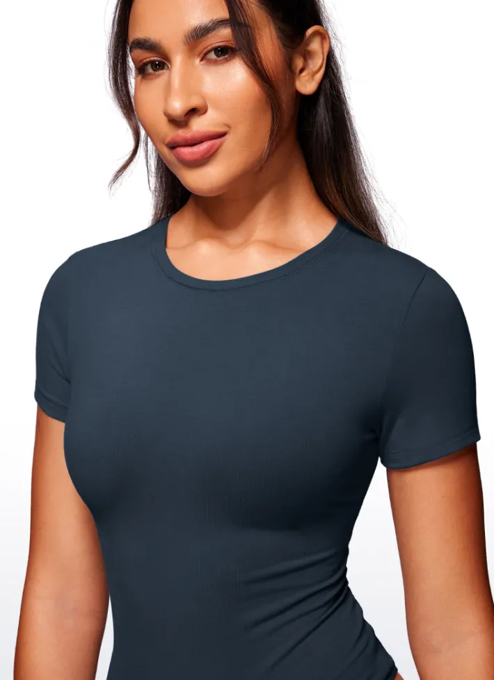 Hot CRZ YOGA Cotton Crew Neck Short Sleeves Bodysuits