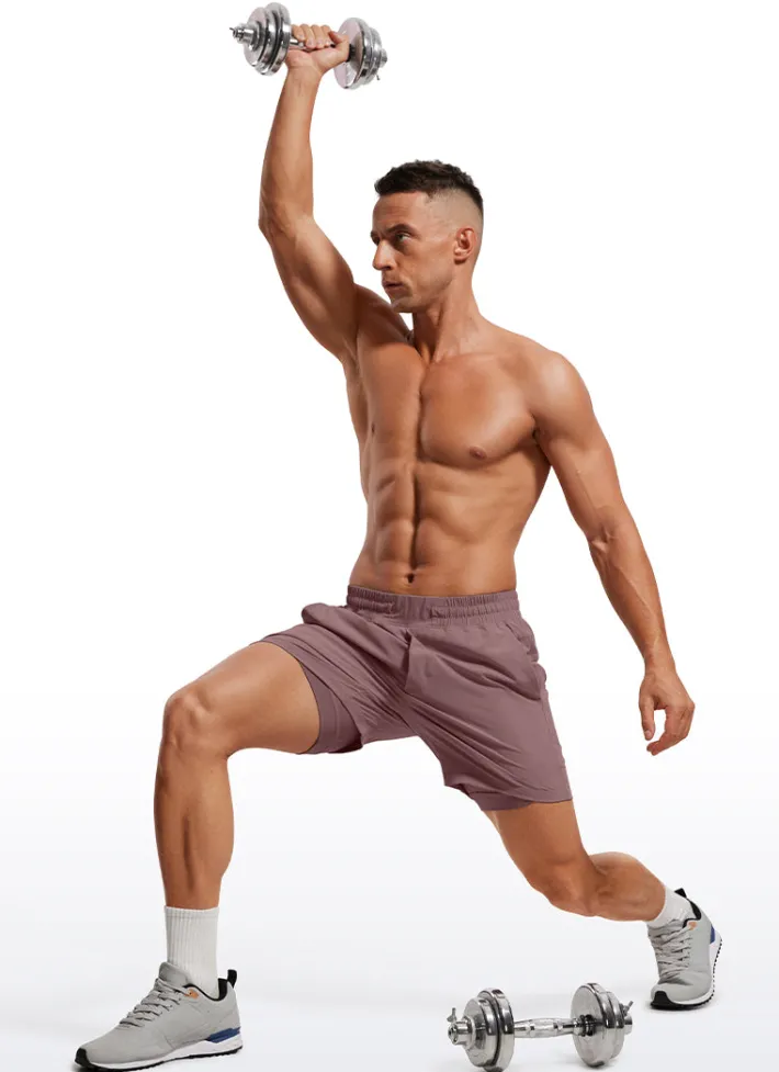 Sale CRZ YOGA Feathery-Fit 2 in 1 Athletic Shorts 5''- with Pockets Mauve