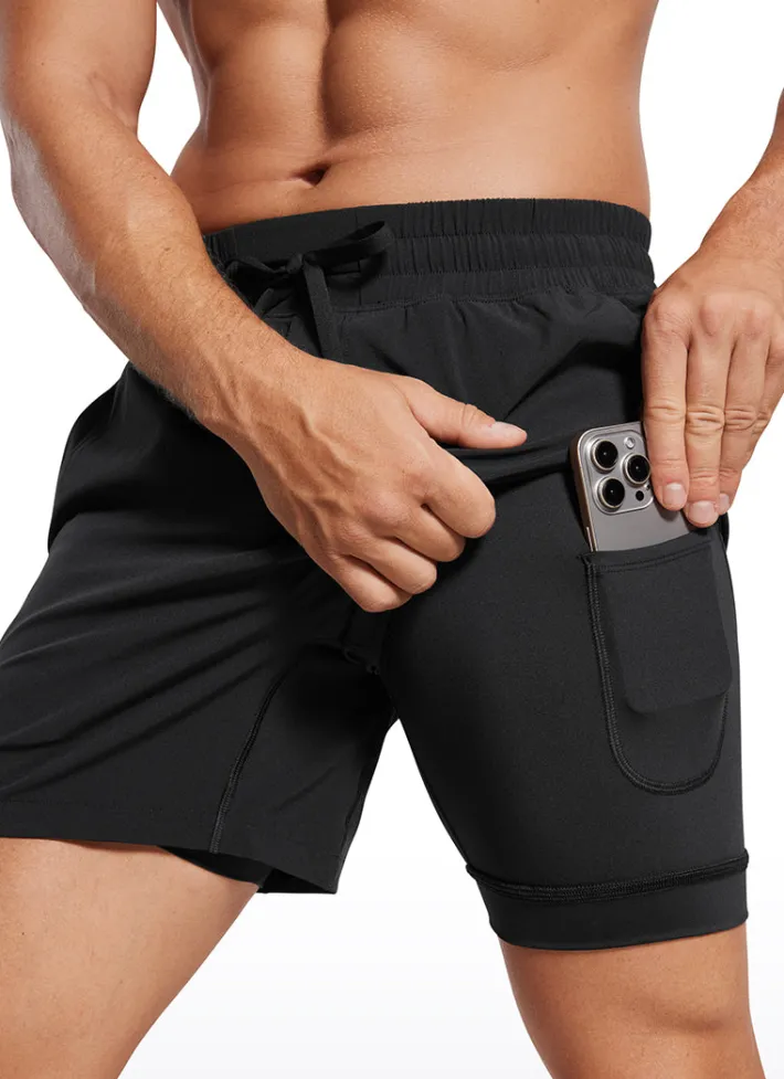 Clearance CRZ YOGA Feathery-Fit 2 in 1 Athletic Shorts 5''- with Pockets