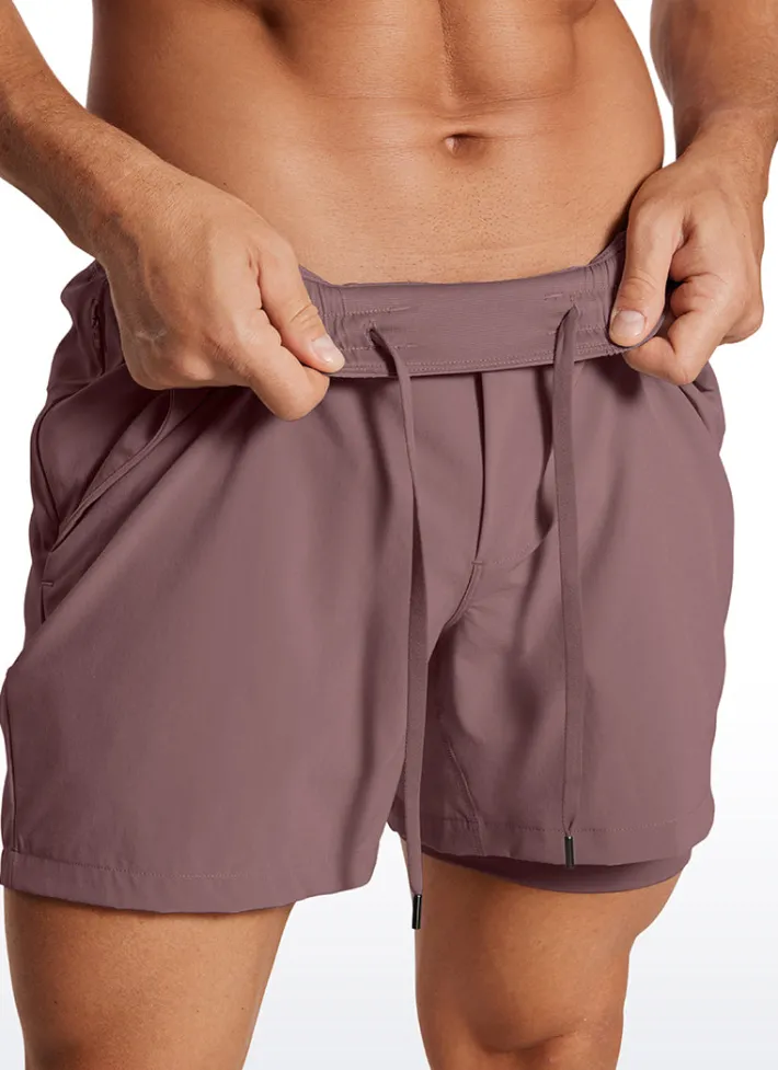 Sale CRZ YOGA Feathery-Fit 2 in 1 Athletic Shorts 5''- with Pockets Mauve