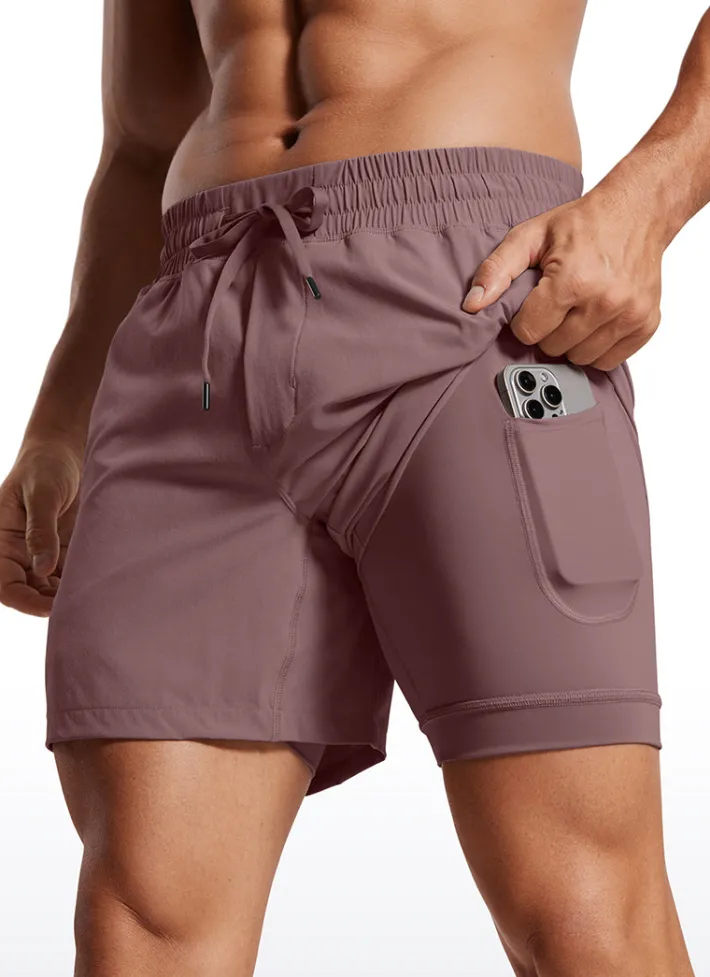 Sale CRZ YOGA Feathery-Fit 2 in 1 Athletic Shorts 5''- with Pockets Mauve