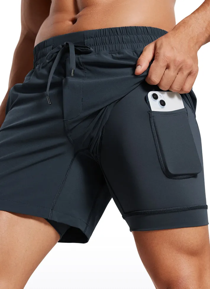 Clearance CRZ YOGA Feathery-Fit 2 in 1 Athletic Shorts 5''- with Pockets