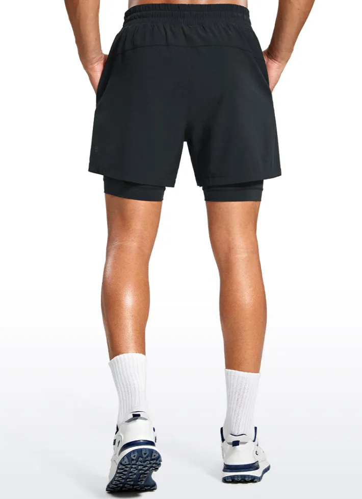 Shop CRZ YOGA Feathery-Fit 2 in 1 Athletic Shorts 5''- with Pockets & Long Liner