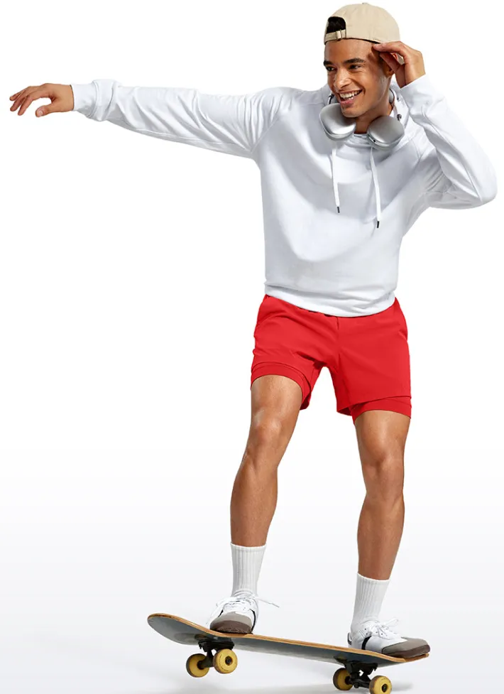 Shop CRZ YOGA Feathery-Fit 2 in 1 Athletic Shorts 5''- with Pockets & Long Liner
