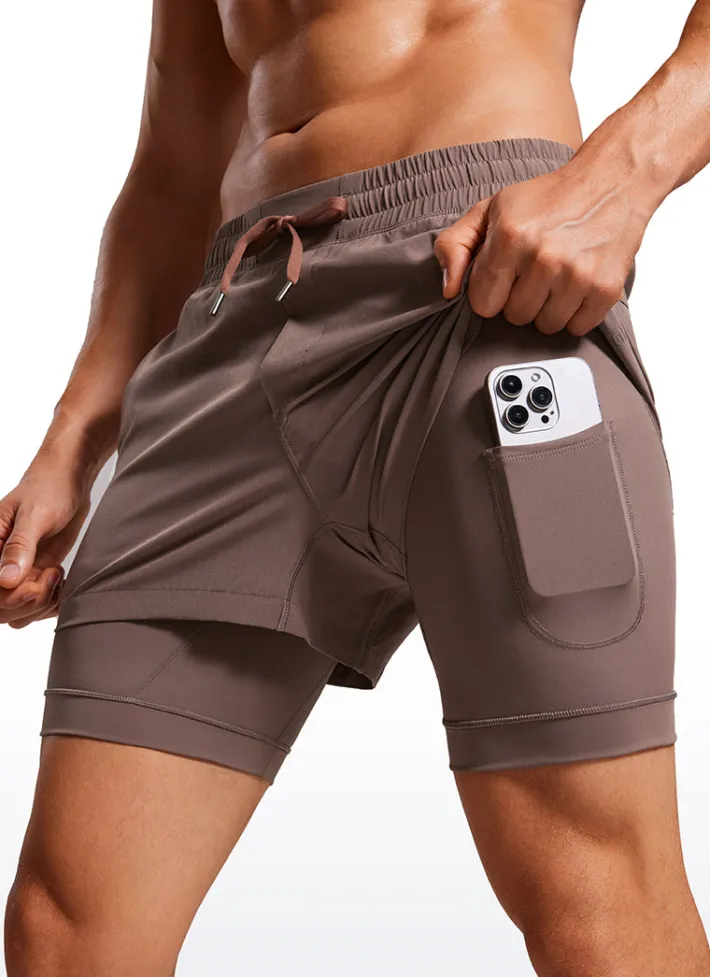Sale CRZ YOGA Feathery-Fit 2 in 1 Athletic Shorts 3.5''- with Pockets & Long Liner
