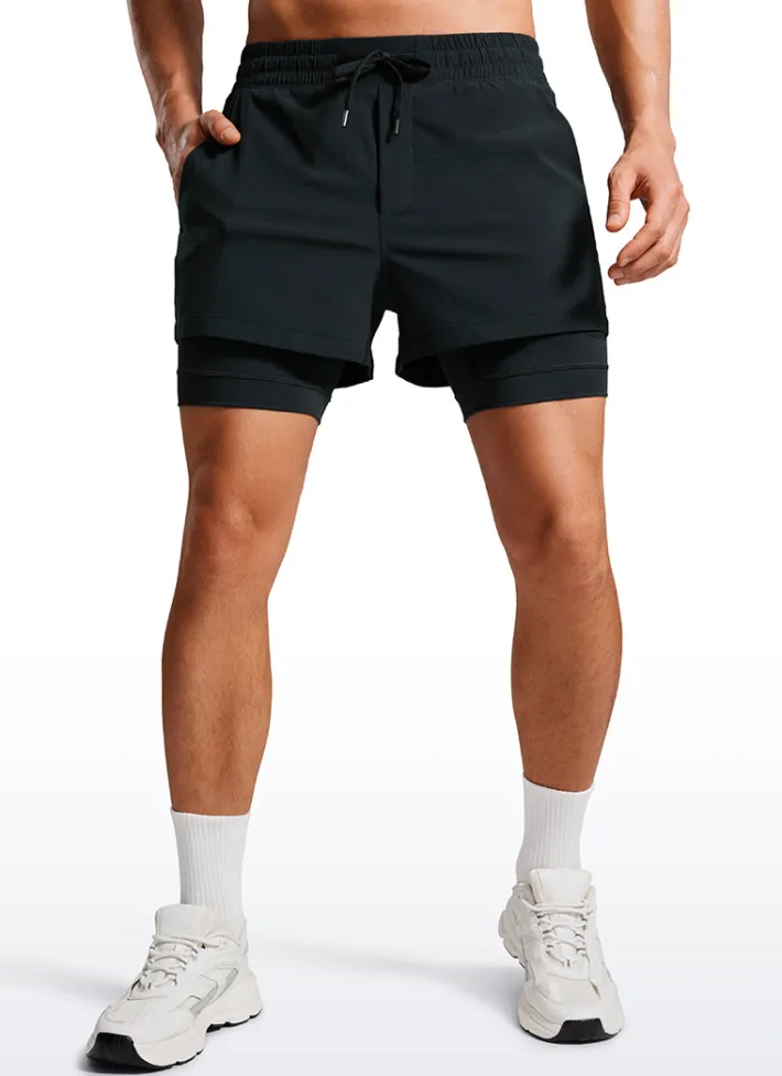 Sale CRZ YOGA Feathery-Fit 2 in 1 Athletic Shorts 3.5''- with Pockets & Long Liner