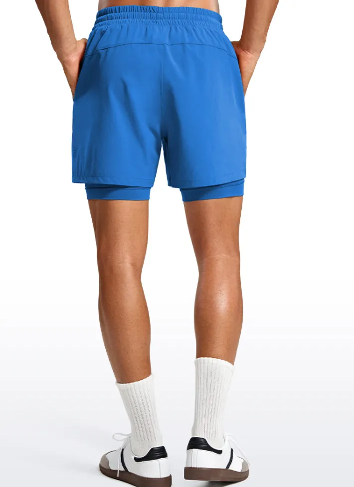 Shop CRZ YOGA Feathery-Fit 2 in 1 Athletic Shorts 5''- with Pockets & Long Liner