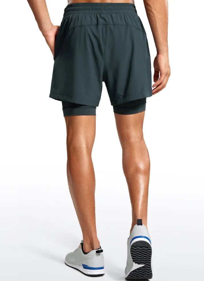 Shop CRZ YOGA Feathery-Fit 2 in 1 Athletic Shorts 5''- with Pockets & Long Liner