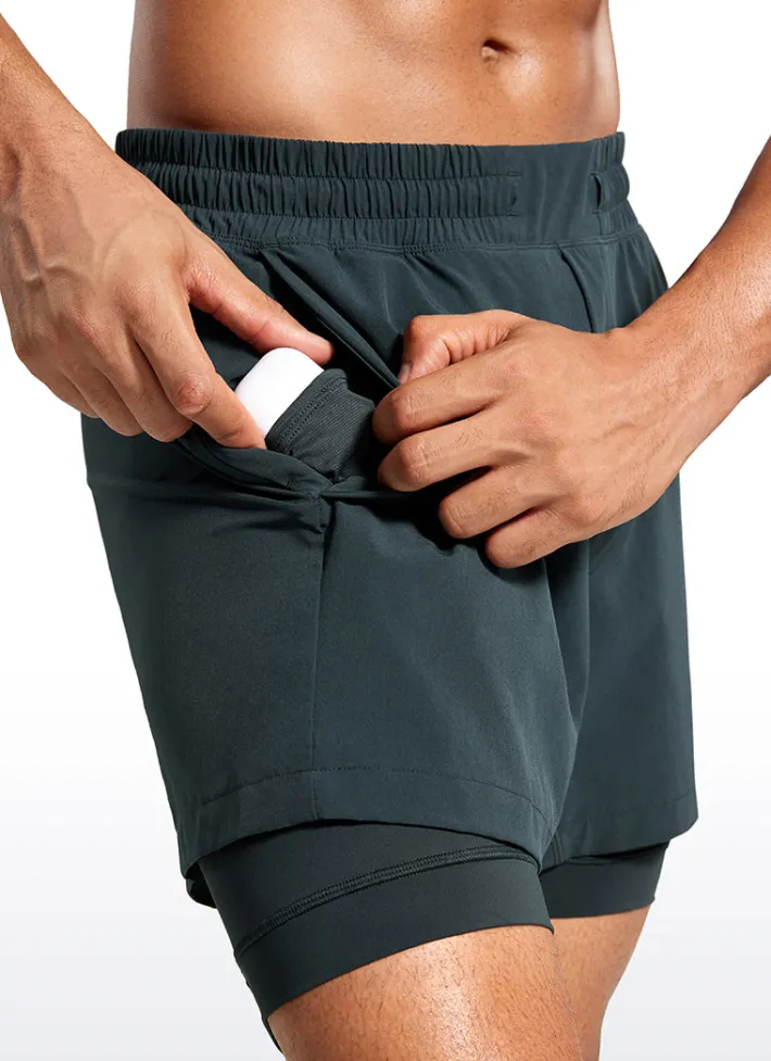 Shop CRZ YOGA Feathery-Fit 2 in 1 Athletic Shorts 5''- with Pockets & Long Liner