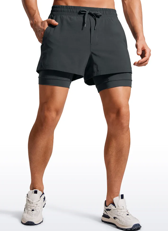 Sale CRZ YOGA Feathery-Fit 2 in 1 Athletic Shorts 3.5''- with Pockets & Long Liner