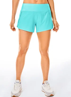 Discount CRZ YOGA Feathery-Fit Mid-Rise Lined Shorts with Flat Waist 4''