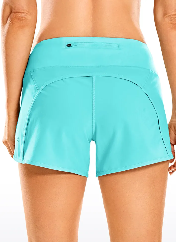 Discount CRZ YOGA Feathery-Fit Mid-Rise Lined Shorts with Flat Waist 4''