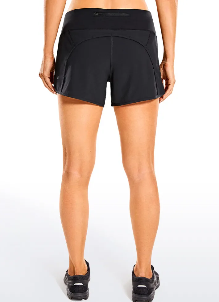 Discount CRZ YOGA Feathery-Fit Mid-Rise Lined Shorts with Flat Waist 4''
