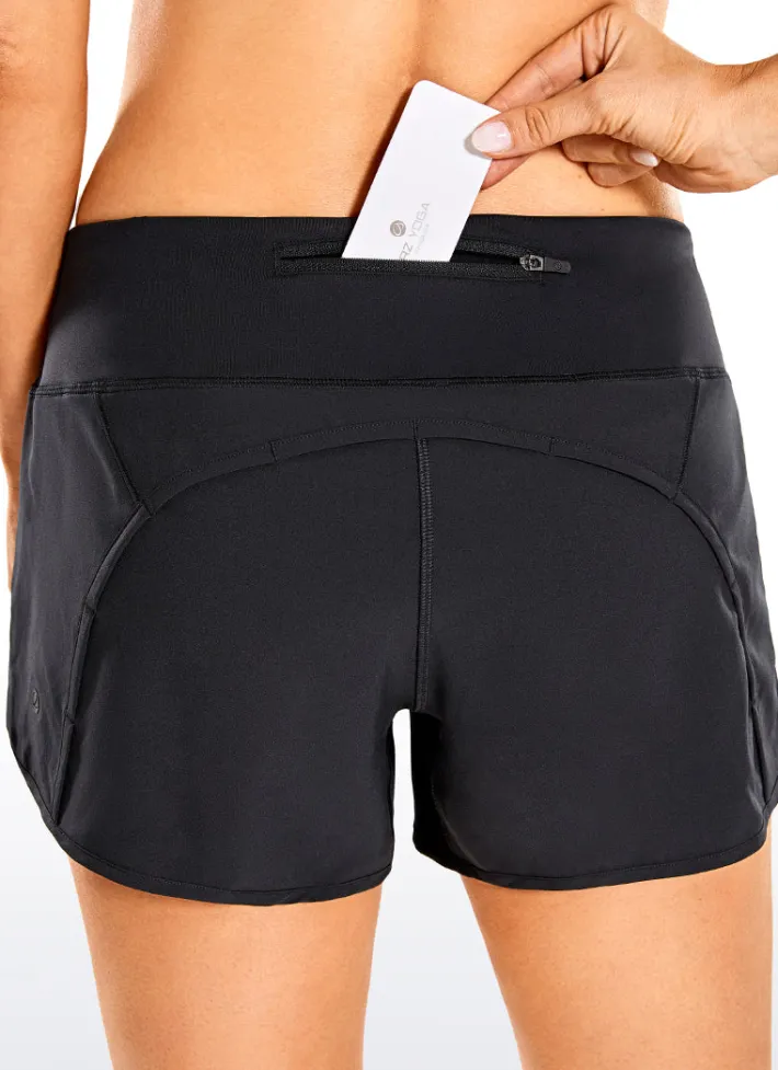 Discount CRZ YOGA Feathery-Fit Mid-Rise Lined Shorts with Flat Waist 4''