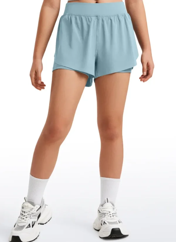 Shop CRZ YOGA Feathery-Fit Soft Girls 2 in 1 High Rise Dolphin Lined Shorts 2.5''
