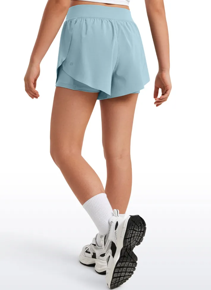 Shop CRZ YOGA Feathery-Fit Soft Girls 2 in 1 High Rise Dolphin Lined Shorts 2.5''