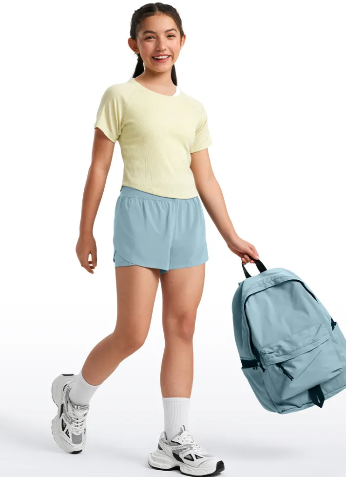 Shop CRZ YOGA Feathery-Fit Soft Girls 2 in 1 High Rise Dolphin Lined Shorts 2.5''