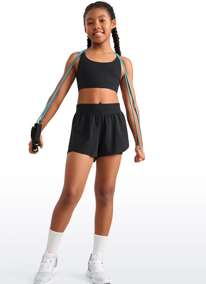 Shop CRZ YOGA Feathery-Fit Soft Girls 2 in 1 High Rise Dolphin Lined Shorts 2.5''