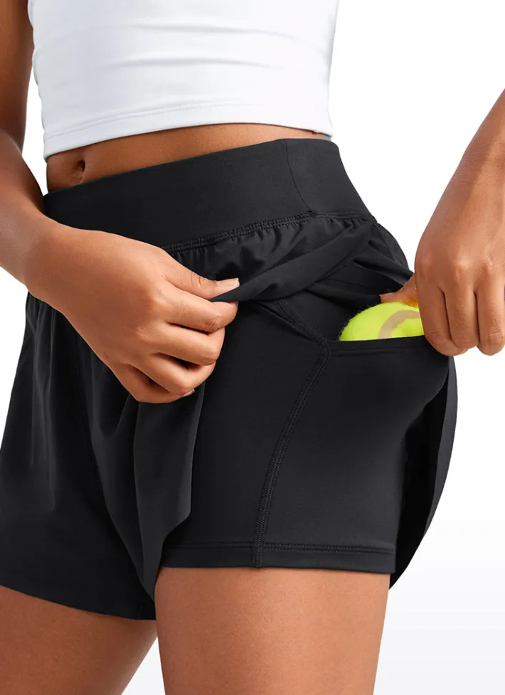 Shop CRZ YOGA Feathery-Fit Soft Girls 2 in 1 High Rise Dolphin Lined Shorts 2.5''