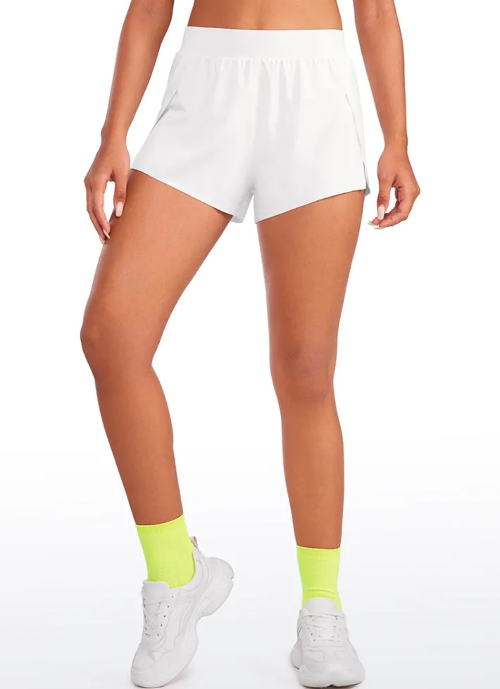 Fashion CRZ YOGA Feathery-Fit Soft High Rise Split Dolphin Mesh Liner Shorts 2.5''