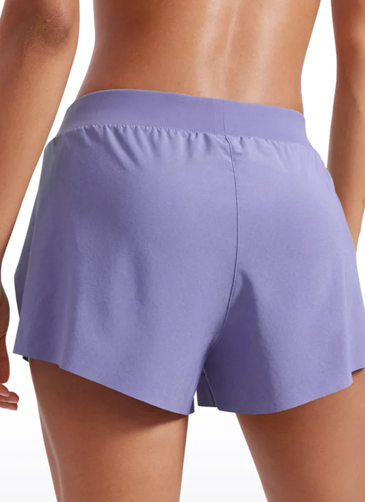 Flash Sale CRZ YOGA Feathery-Fit Soft Low Waisted V Split Mesh Lined Shorts 2.5''