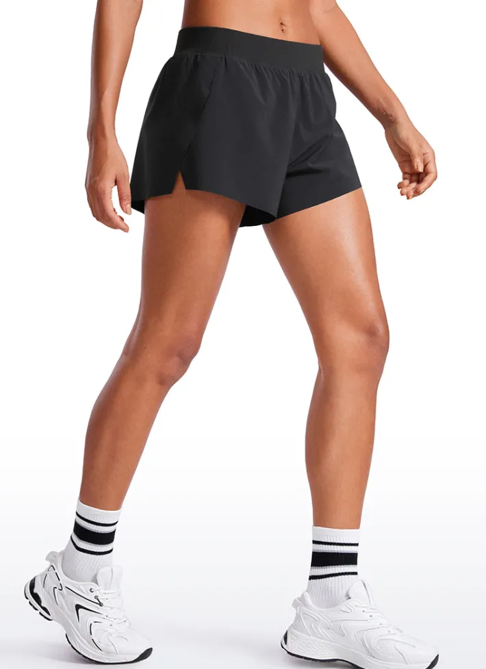 Flash Sale CRZ YOGA Feathery-Fit Soft Low Waisted V Split Mesh Lined Shorts 2.5''